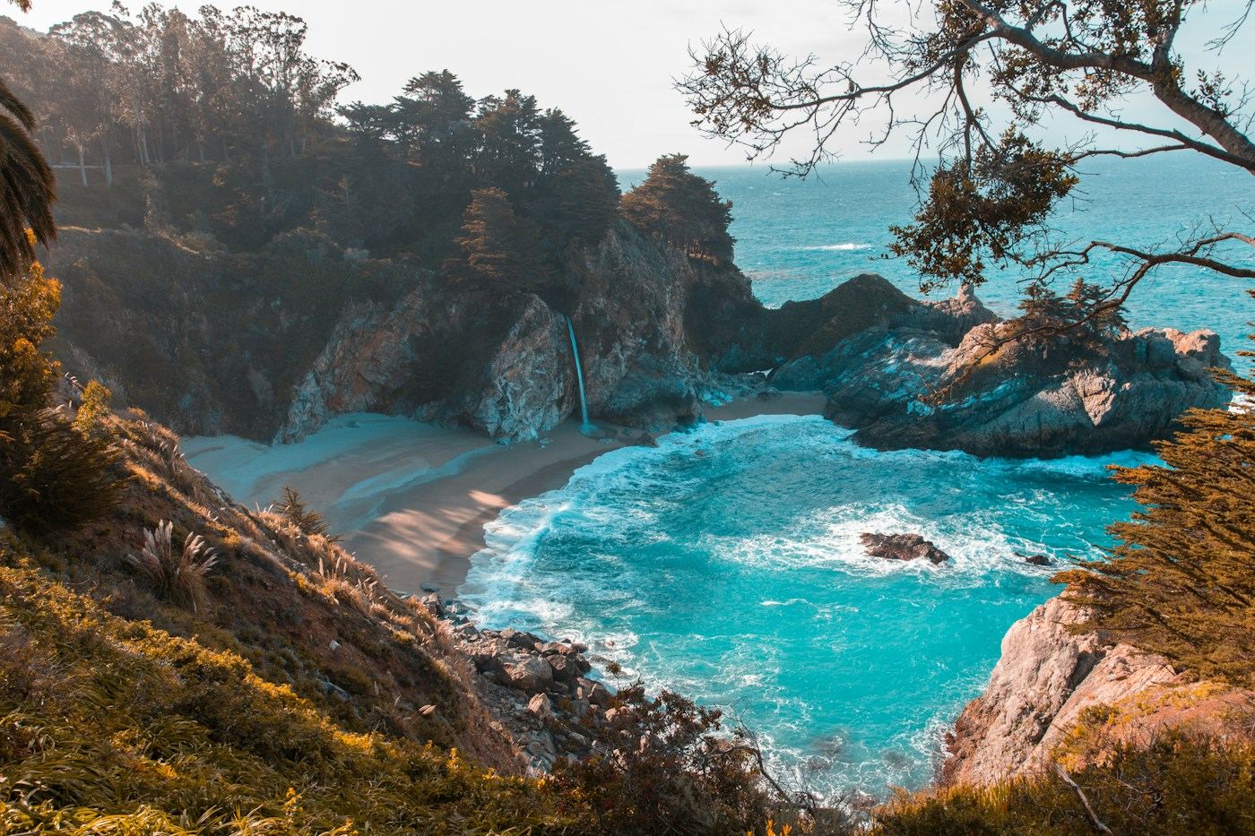 Turquoise Mediterranean water and a sandy beach